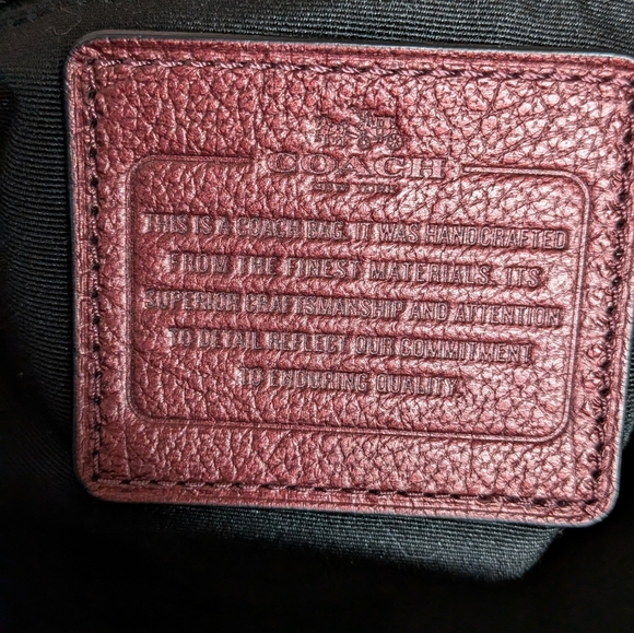 Coach Mickie Bucket Bag In Red Metallic Pebble Grain Leather Crossbody F35684 - Picture 10 of 15